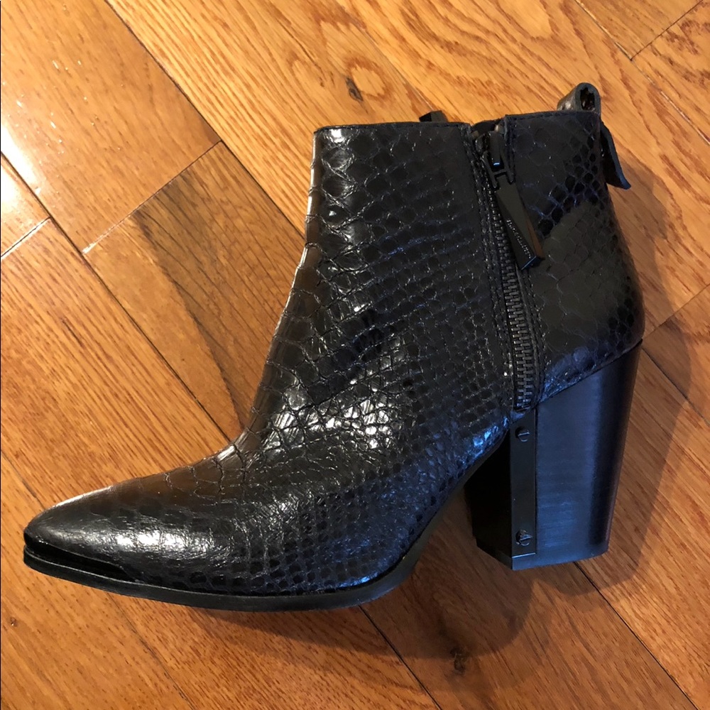 Black snake embossed Vince Camuto boots
